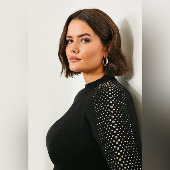 Karen Millen Curve Hot Fix Stud Dress XL - Picture 2 of 9